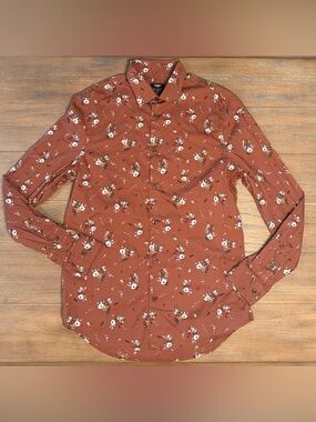 Express Rust Floral Button-Down Shirt #43